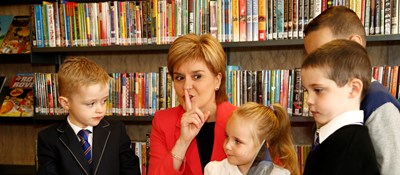 First Minister Nicola Sturgeon launching the Every Child A Library Member project at the Mitchell library in August 2015 