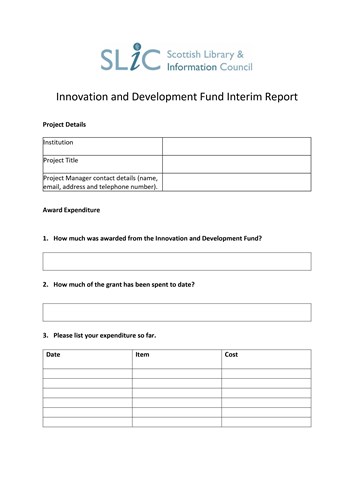 IDF Interim Report Form