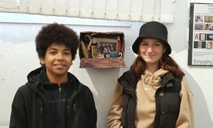 Pupils from Harclaw Academy at the Erika's Suitcase Exhibition