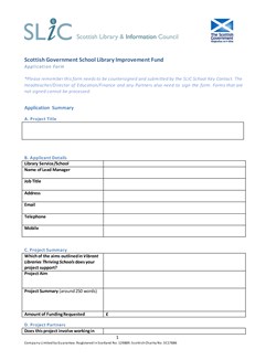 School Library Improvement Fund Application Form 2022