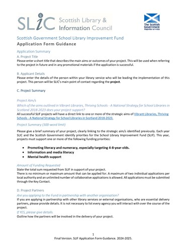 SLIF 2024 Application Form Guidance